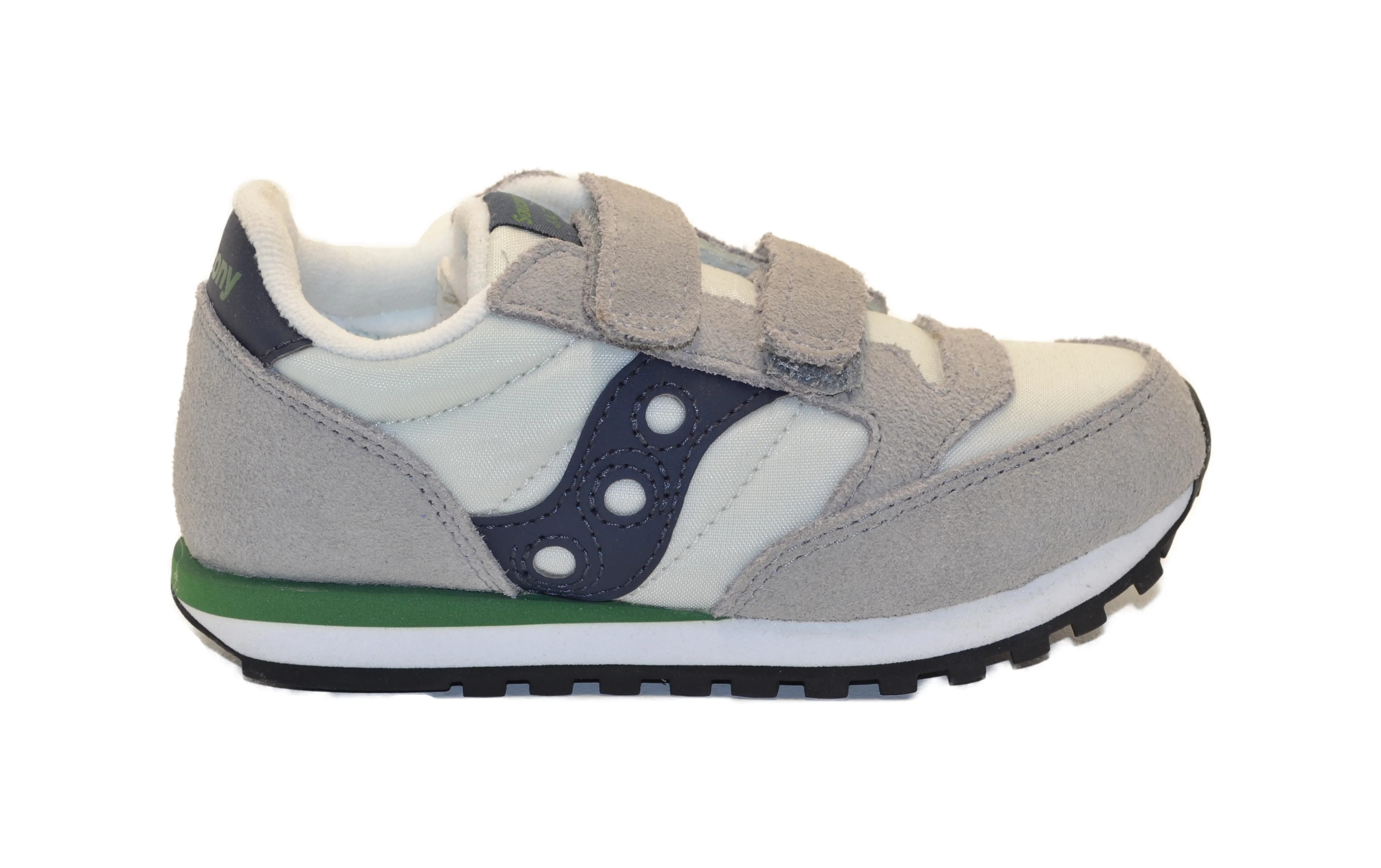 Chaussures Saucony Originals Baby Jazz HL Pour Enfant - Suède, Semelle Caoutchouc, Scratch - Pointure 26 EU Gris/Bleu/Orange